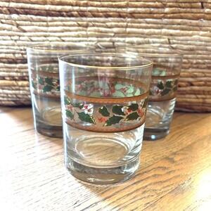 Royal limited Holly Christmas double old fashioned drinking glasses set of 3